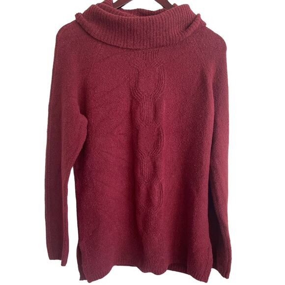 CASLON Women Sweater XS Red Cowl Neck Pullover Long Sleeve Boil Knit Side‎ Slits - Picture 1 of 9